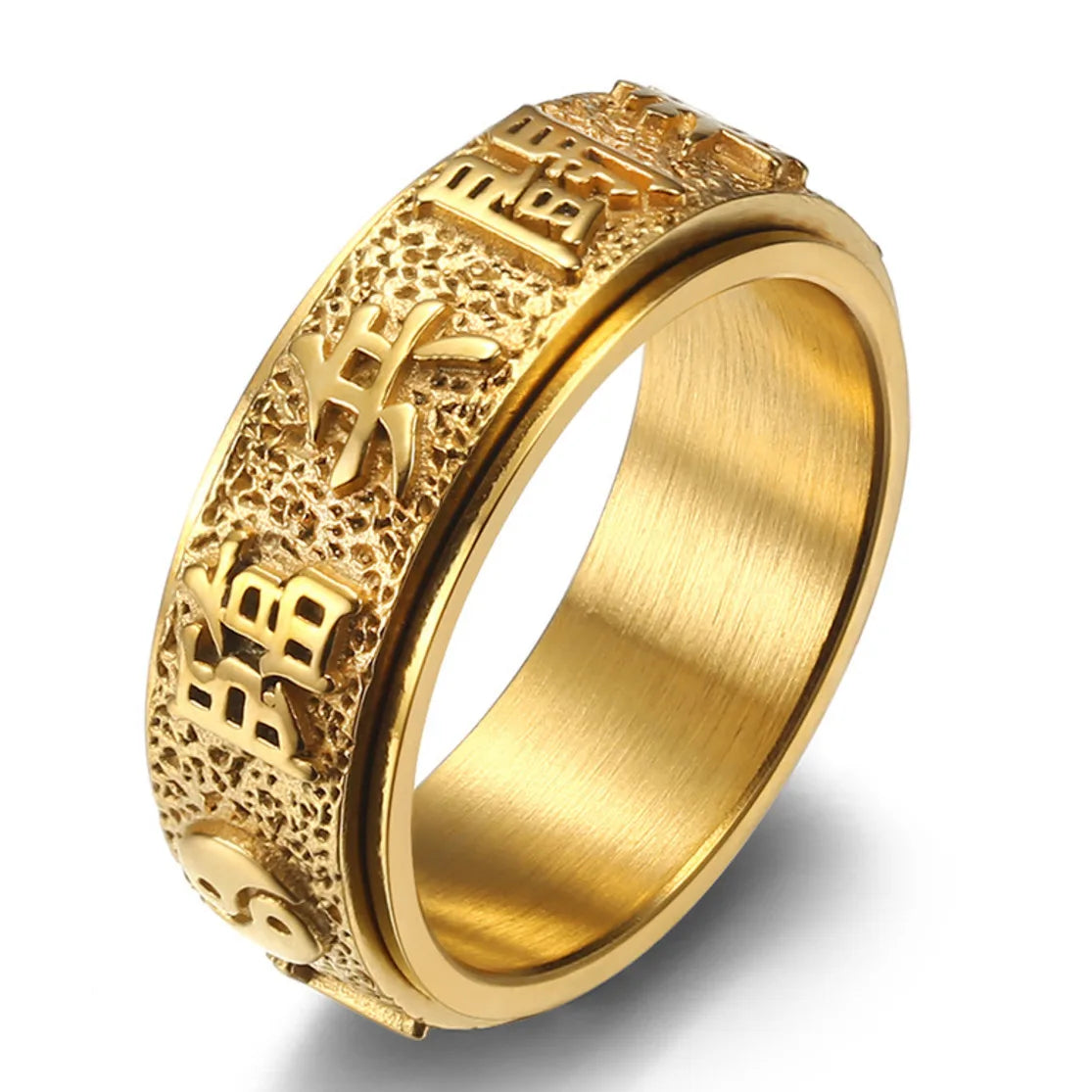 Buddha Men's Luck And Wealth Stainless steel Mantra Ring - BOGOš„