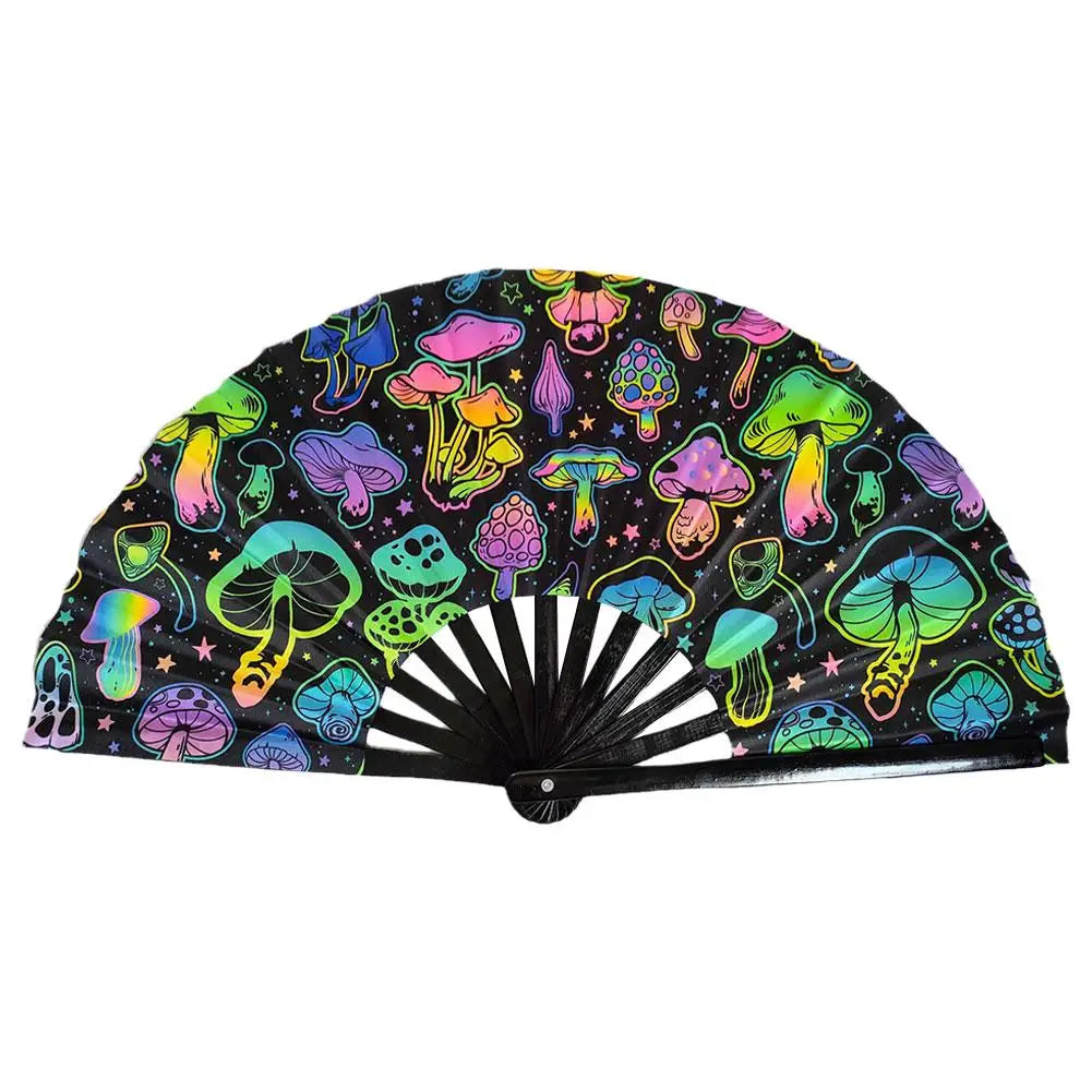 Large Folding Hand Rave Fan Gradient Colorful Reflective Foldable
