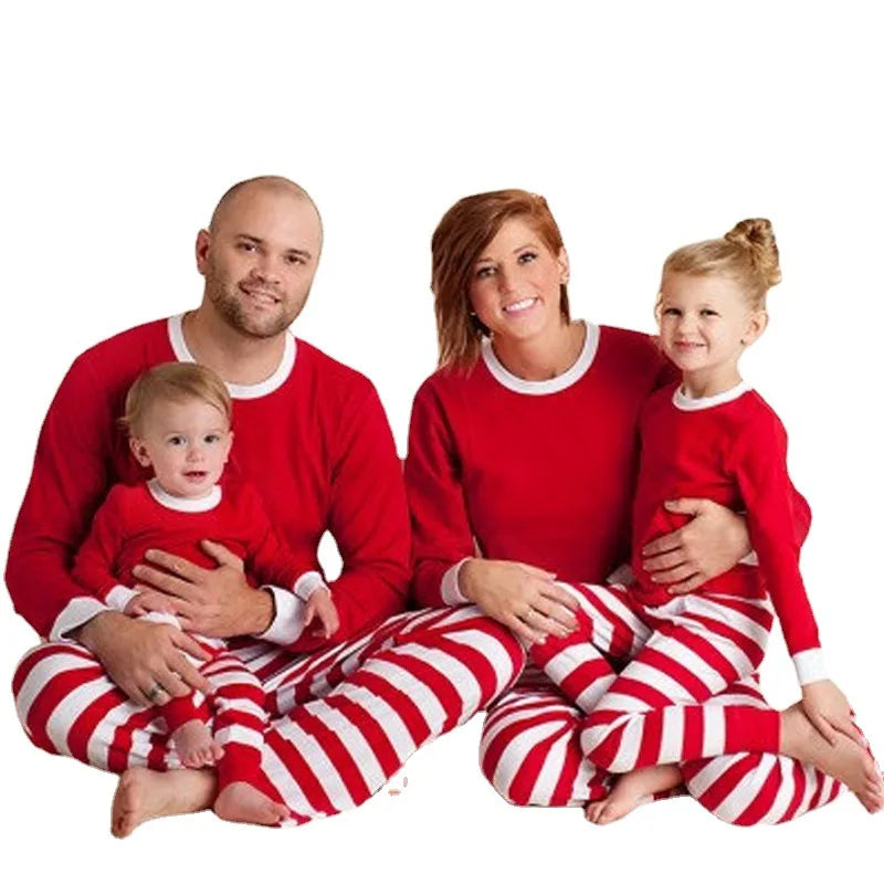 Christmas Family Pajamas Set Striped