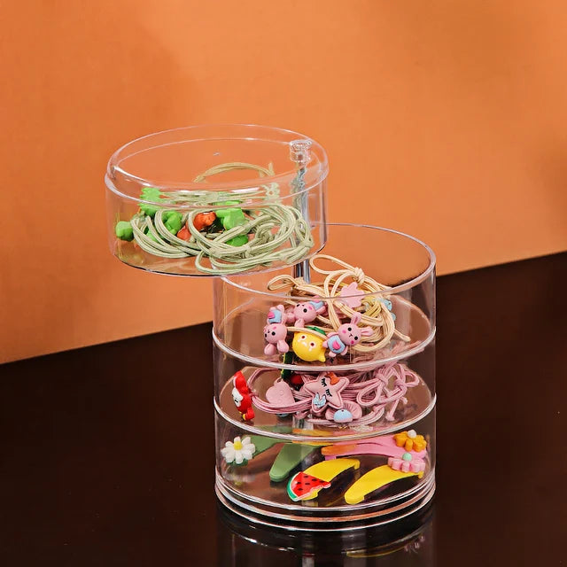 Rotating Jewelry Storage Box Makeup Storage Rack Bracelet Earring with Cover