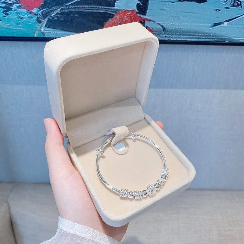 Silver Color Charm Lucky Beads Bangles - Free Shipping