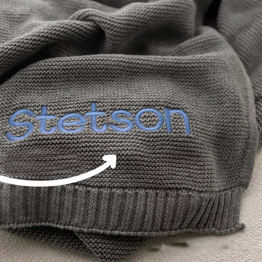 Personalized Name Baby Knitted Blanket Cotton 100x80cm