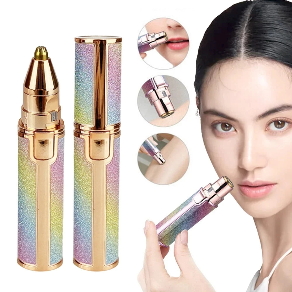 Portable 2 IN 1 Electric Epilator Eyebrow Trimmer Women's Body Facial Lip Epilator Rechargeable