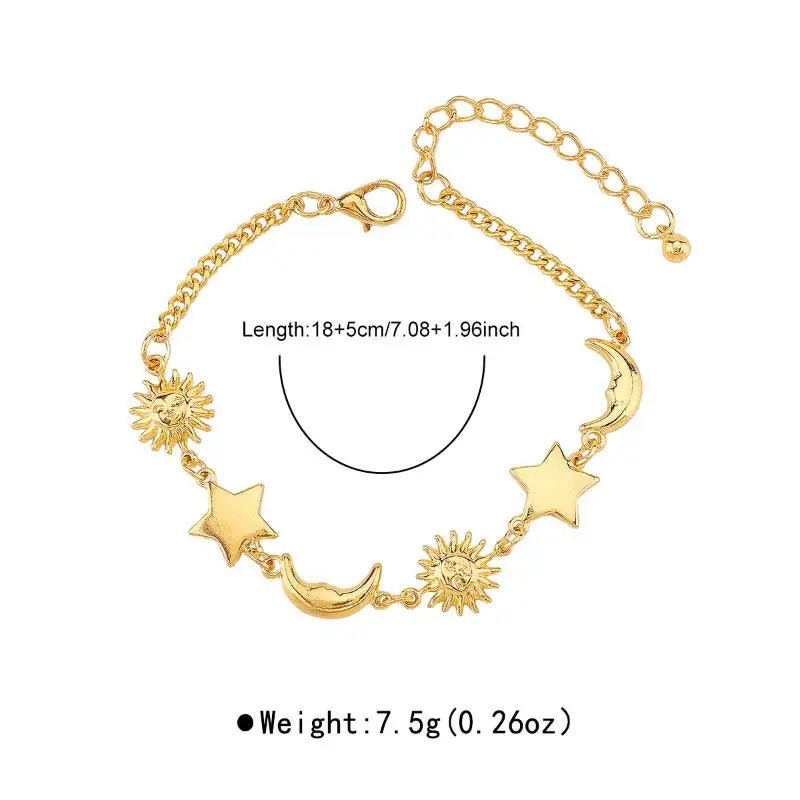 Elegant Star Moon Casual Bracelet with Sun Pendant - BOGO 🔥