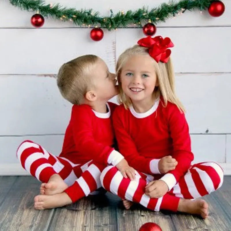 Christmas Family Pajamas Set Striped