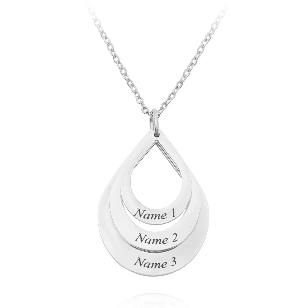 Water Drop Pendant Personalized Engrave 2-6 names - Buy One Get One free π₯