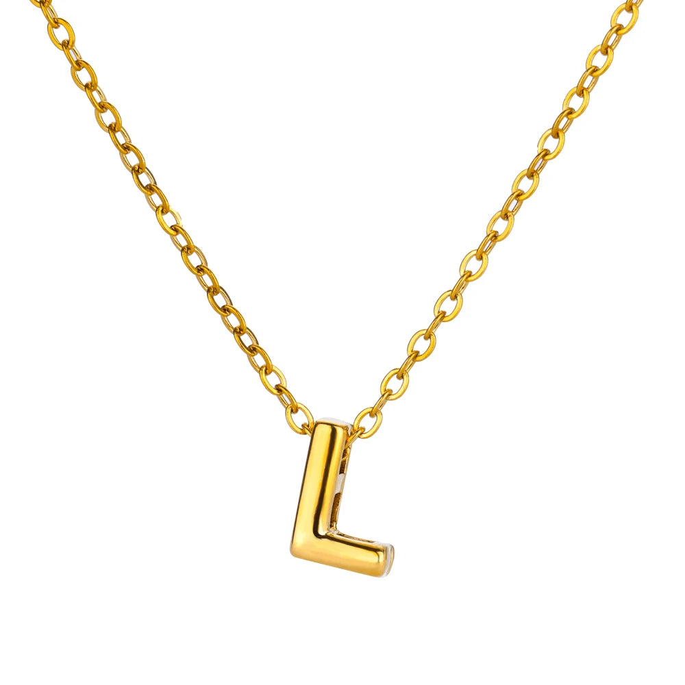 Stainless Steel Gold Color Initial Necklaces