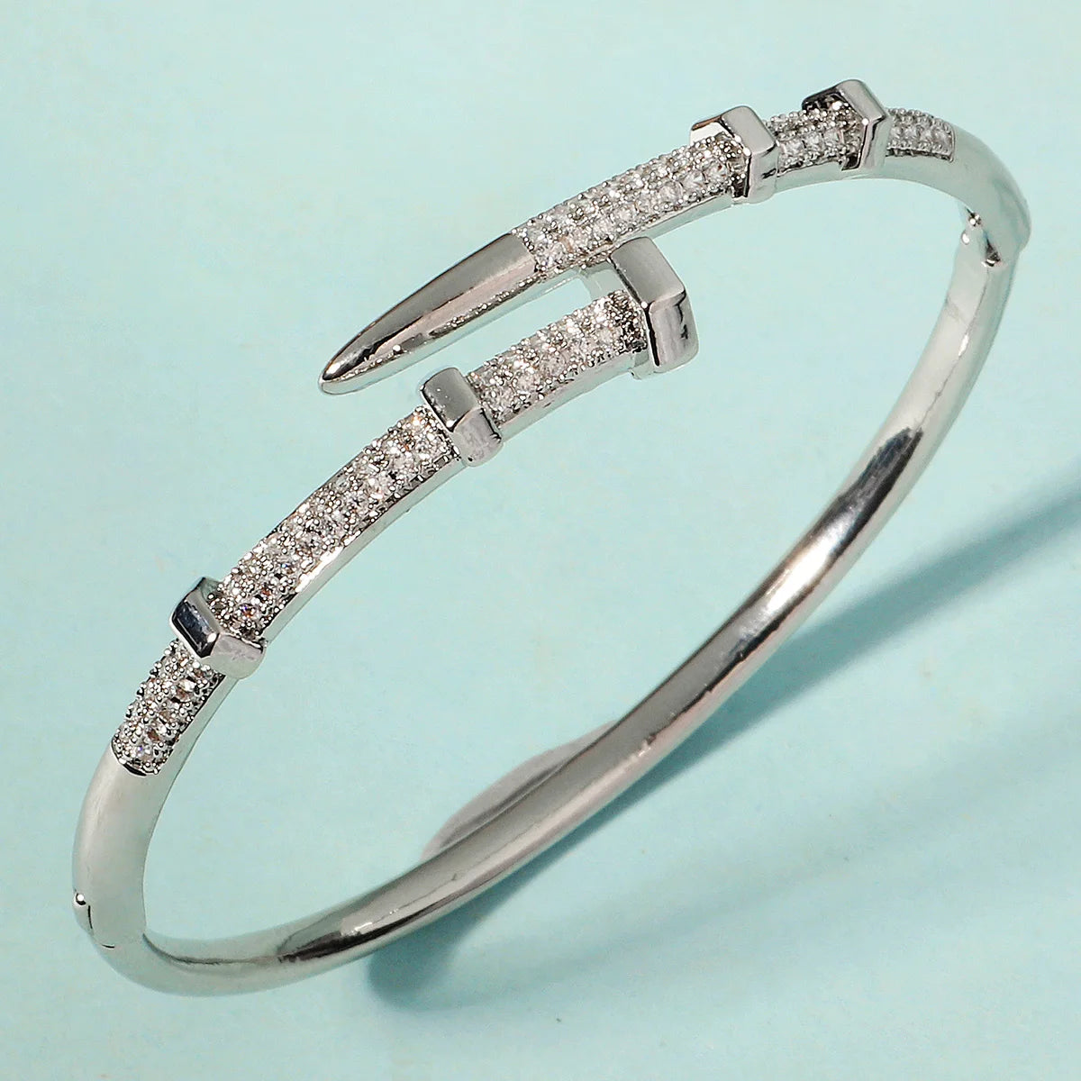 Classic Stainless Steel Woman's Nail Bracelet