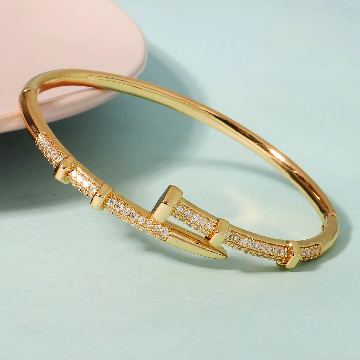 Classic Stainless Steel Woman's Nail Bracelet