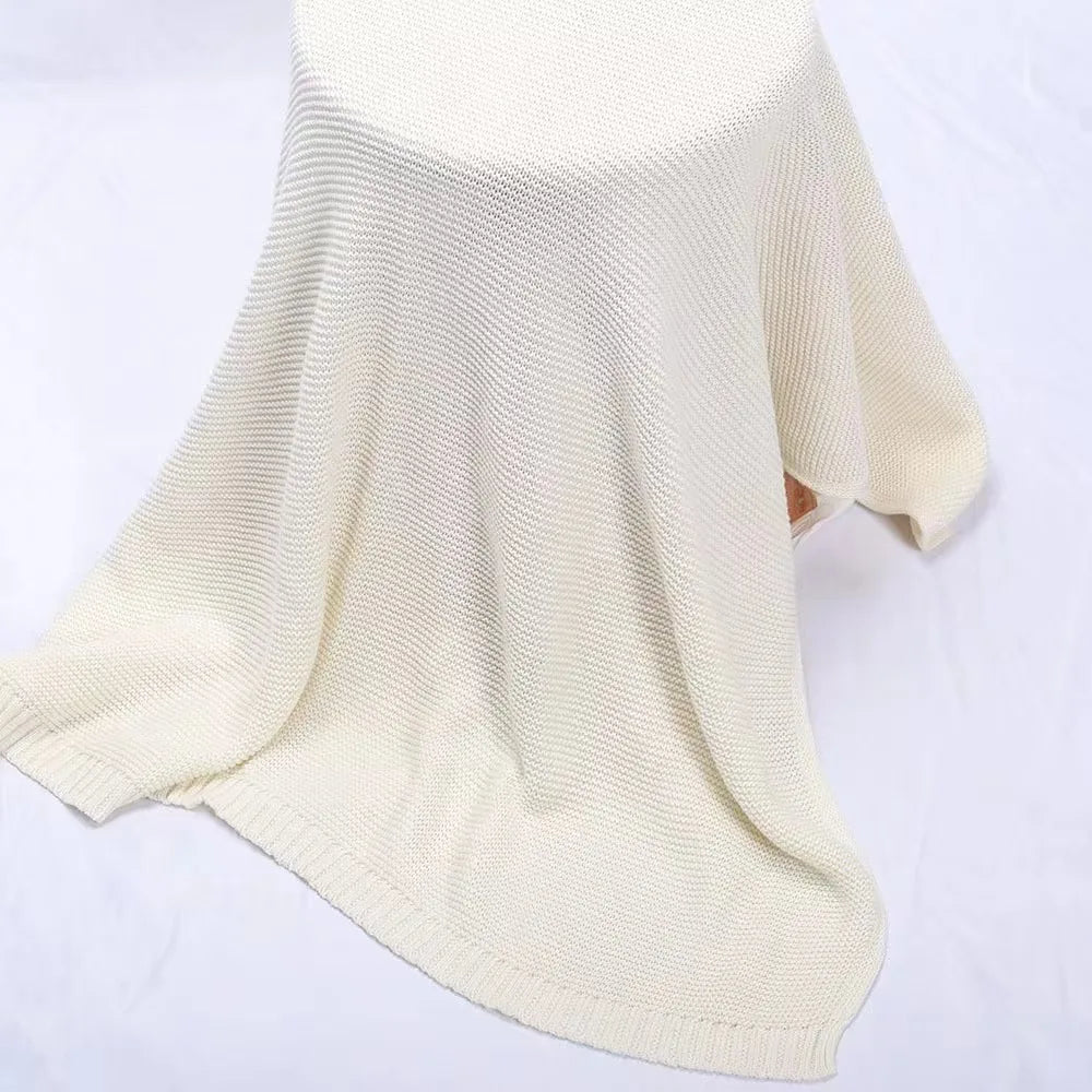 Personalized Name Baby Knitted Blanket Cotton 100x80cm