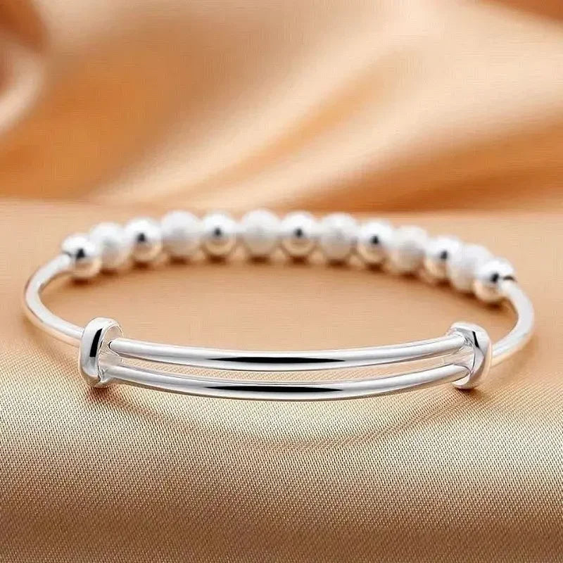Charms Silver Color Luxury Beads Bracelets Bangles