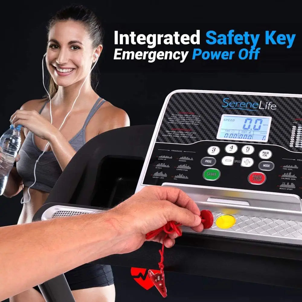 Folding Treadmill Exercise Machine - Smart Compact Digital Fitness Treadmill Workout Trainer w/Bluetooth