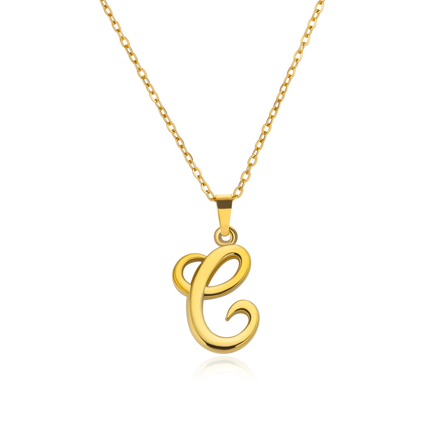 Women Stainless Steel Gold Color Initials Necklaces