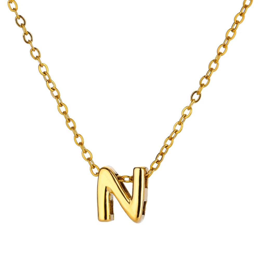 Stainless Steel Gold Color Initial Necklaces