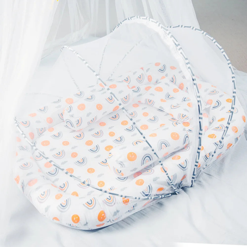 5pcs Portable Neonatal Sleeping Pad Mattress Crib in a Bed Baby Mosquito Net