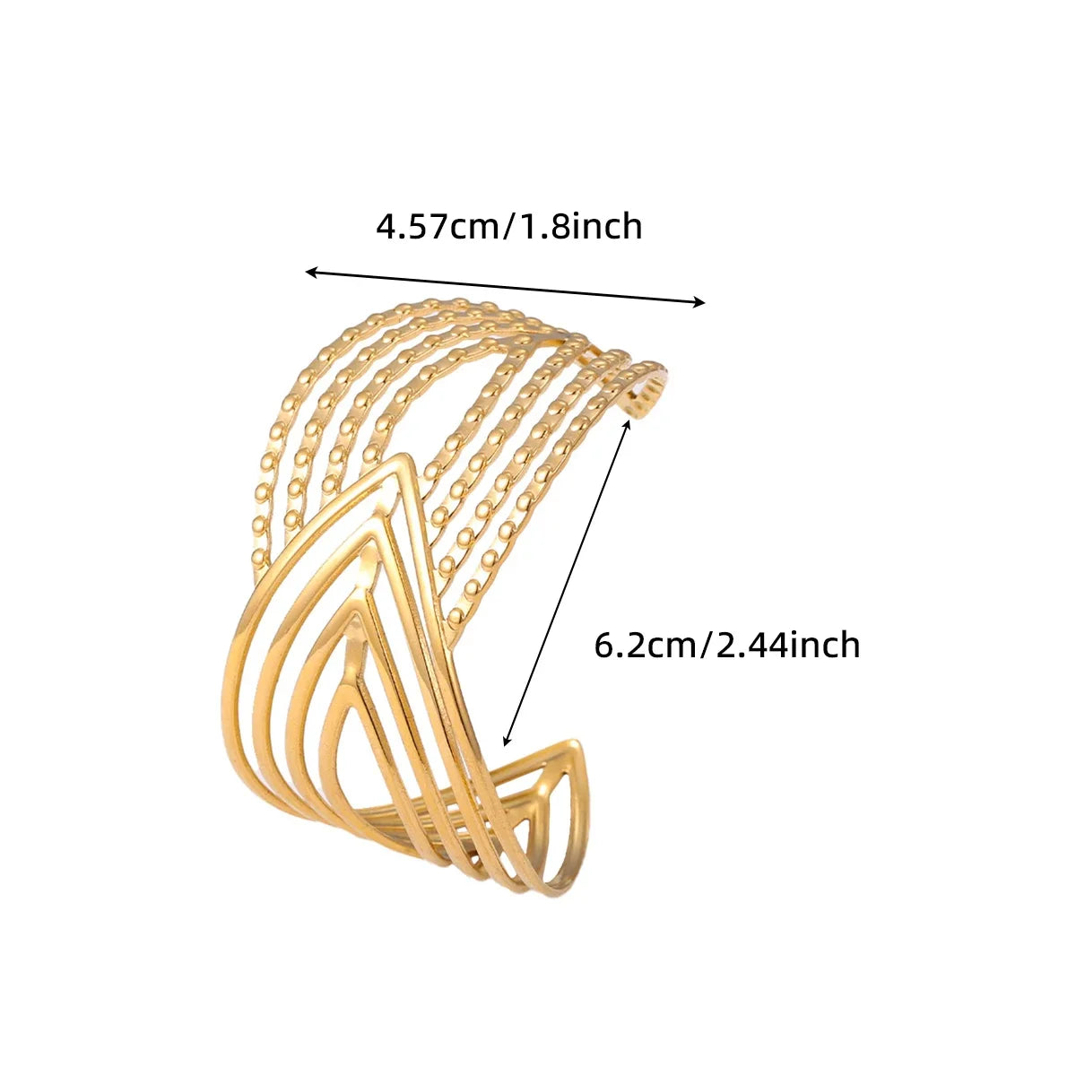 Hollow Geometry Opening Cuff Bangles for Women Gold-plated Stainless Steel