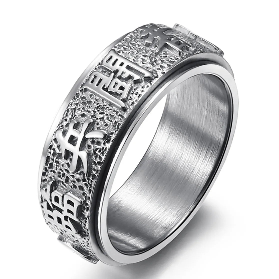 Buddha Men's Luck And Wealth Stainless steel Mantra Ring - BOGOš„