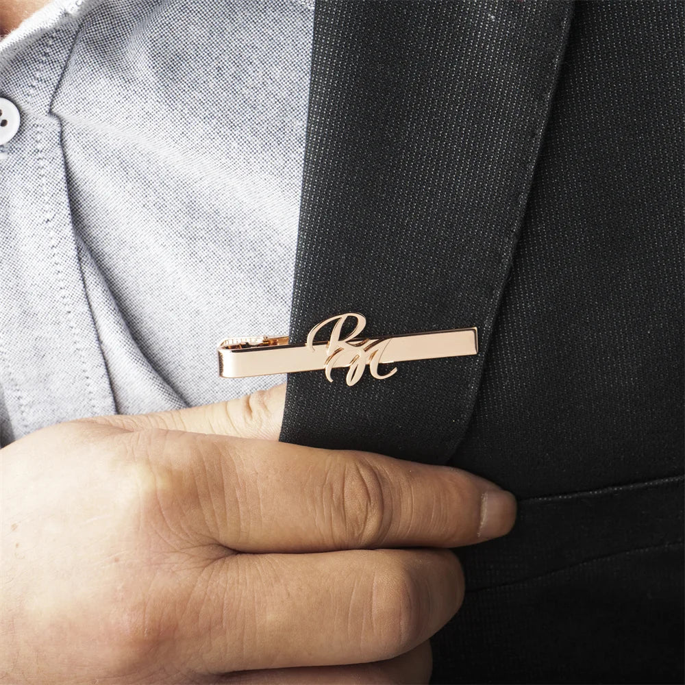 Custom Initial Tie Clip for Men's Stainless Steel Tie Clip