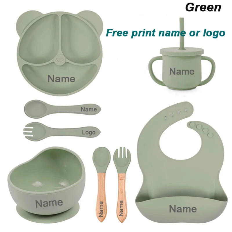 Feeding Set Silicone For Baby Sucker Bowl Dishes Plate For Kids