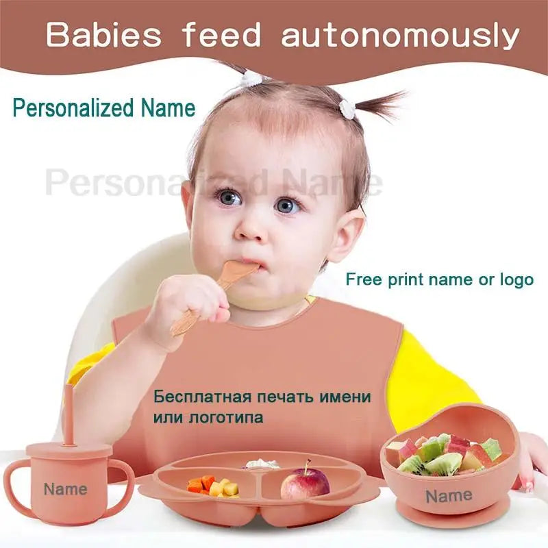 Feeding Set Silicone For Baby Sucker Bowl Dishes Plate For Kids
