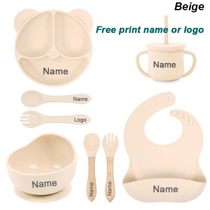 Feeding Set Silicone For Baby Sucker Bowl Dishes Plate For Kids