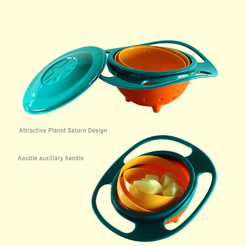 Magic Gyro Bowl 360 Degree Rotate Spill-Proof Bowls with Lid