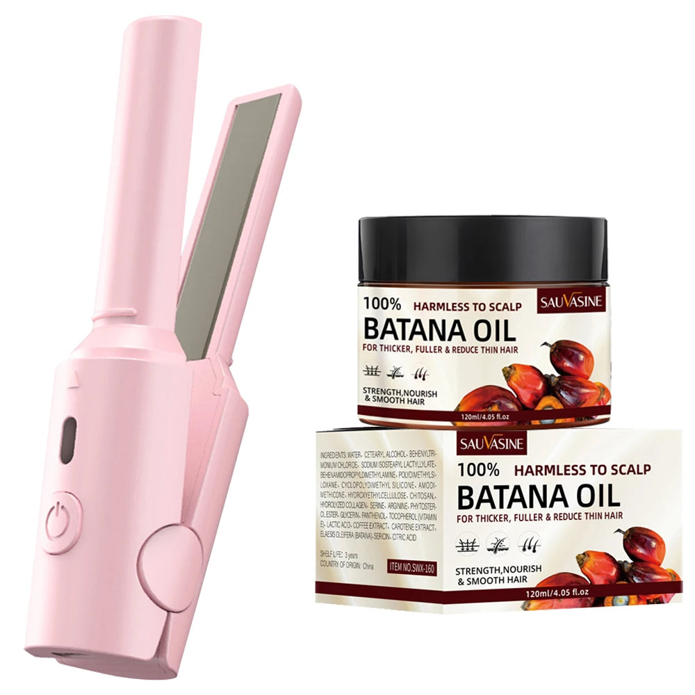 Portable Small Hair Curling Machine Multifunctional +BATANA OIL Conditioner