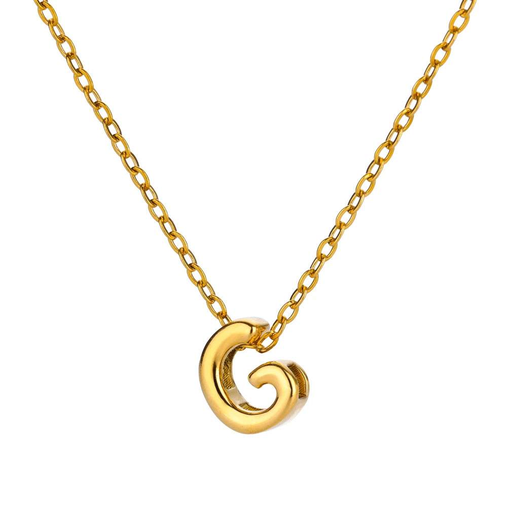 Stainless Steel Gold Color Initial Necklaces
