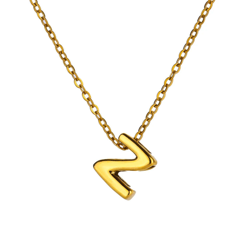 Stainless Steel Gold Color Initial Necklaces