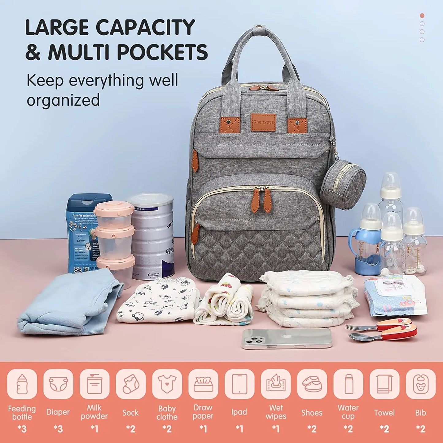 3 In 1 Diaper Bag Backpack Foldable Baby Bed Waterproof Travel Bag with USB Charge