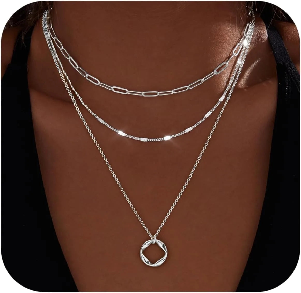 Layered Gold/Silver Necklaces set for Women Stackable