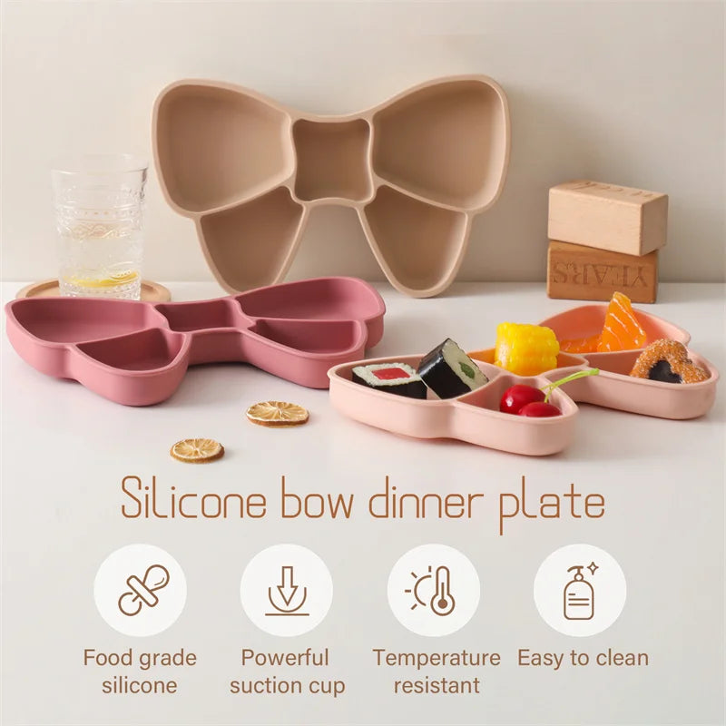 Baby Tableware Set BPA Free Silicone Food Plate Stainless