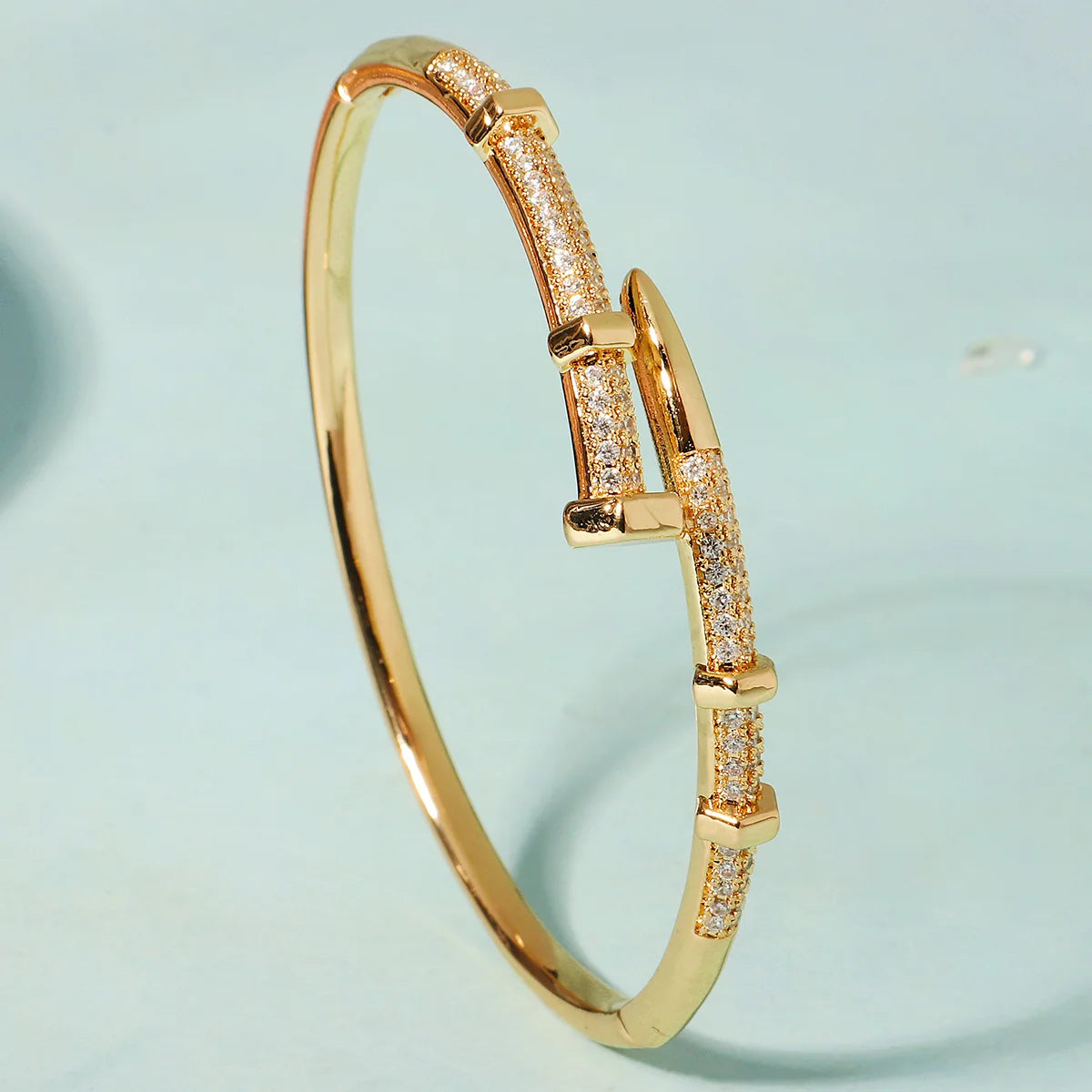 Classic Stainless Steel Woman's Nail Bracelet