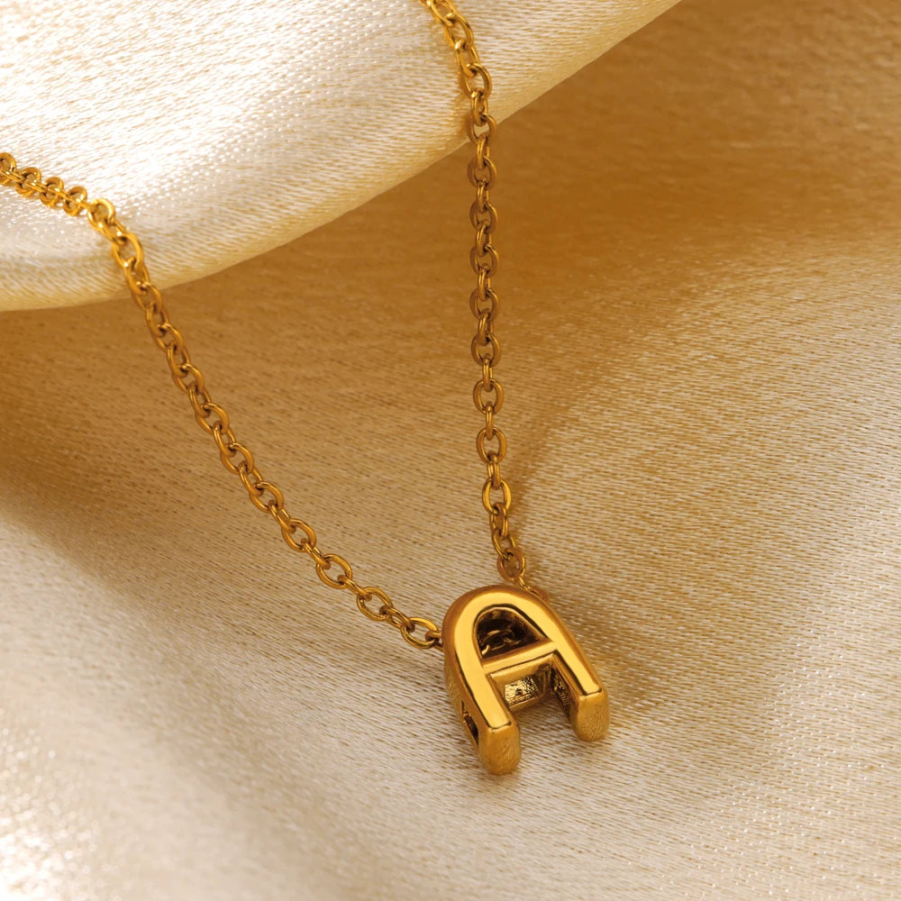Stainless Steel Gold Color Initial Necklaces