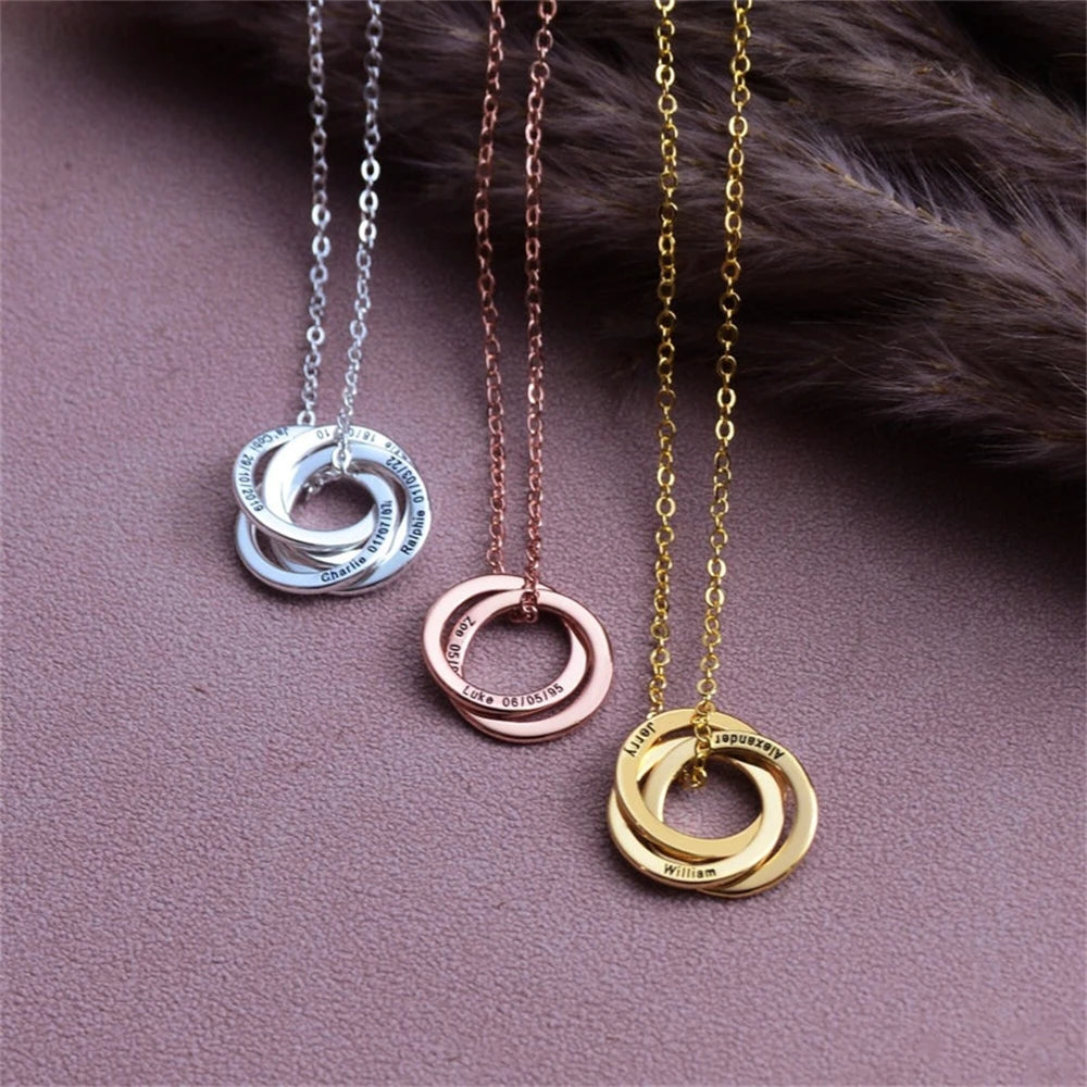Engraved Russian Ring Interlocking Name Circle - BOGO π₯