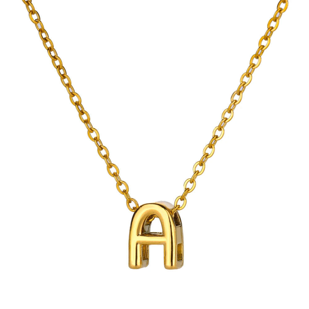 Stainless Steel Gold Color Initial Necklaces