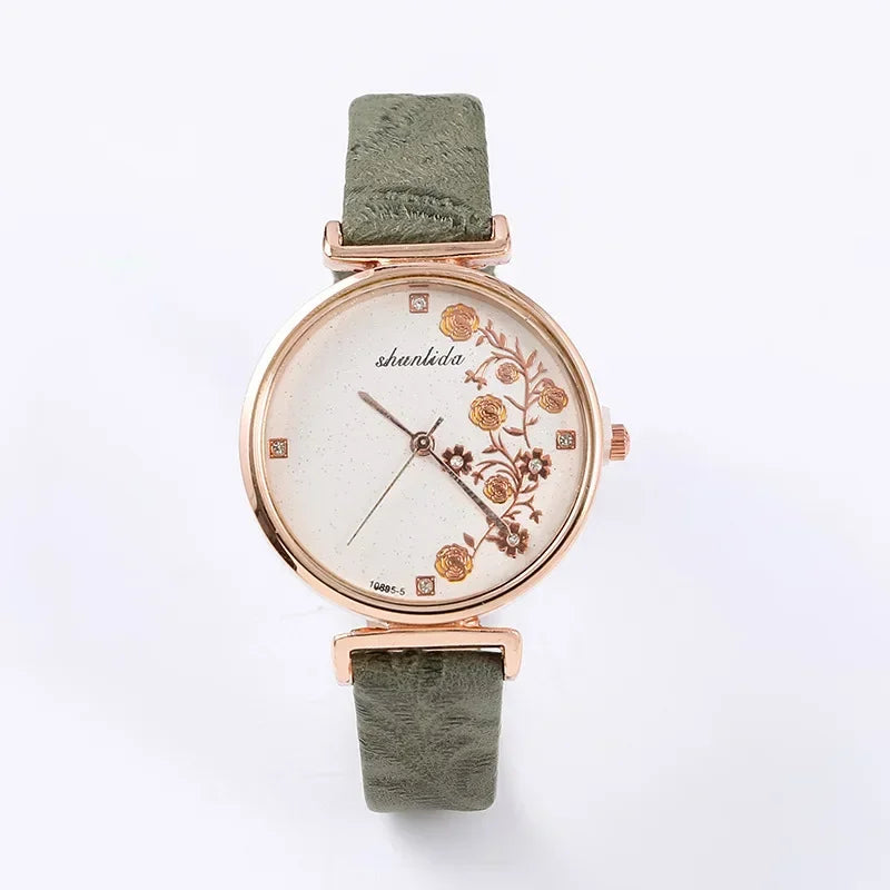 Women Watches 2025 Simple Brown Quartz Watch Vintage Leather Ladies