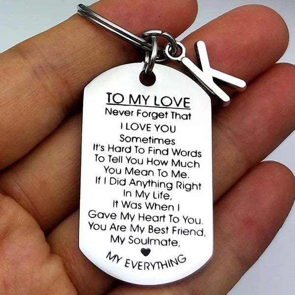 Stainless Steel Letter Keychain, To My Love Alphabet Keychain