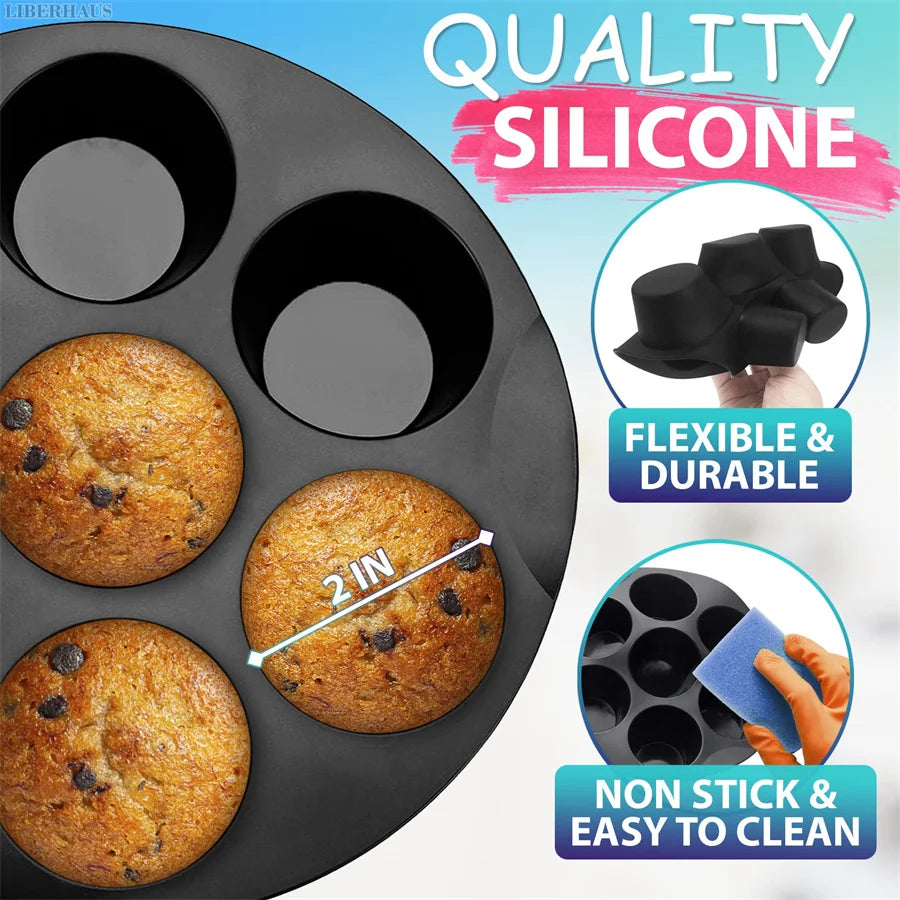 7 Cups Airfryer Silicone Muffin Pan Cupcake Mold for 3.5 to 5.8
