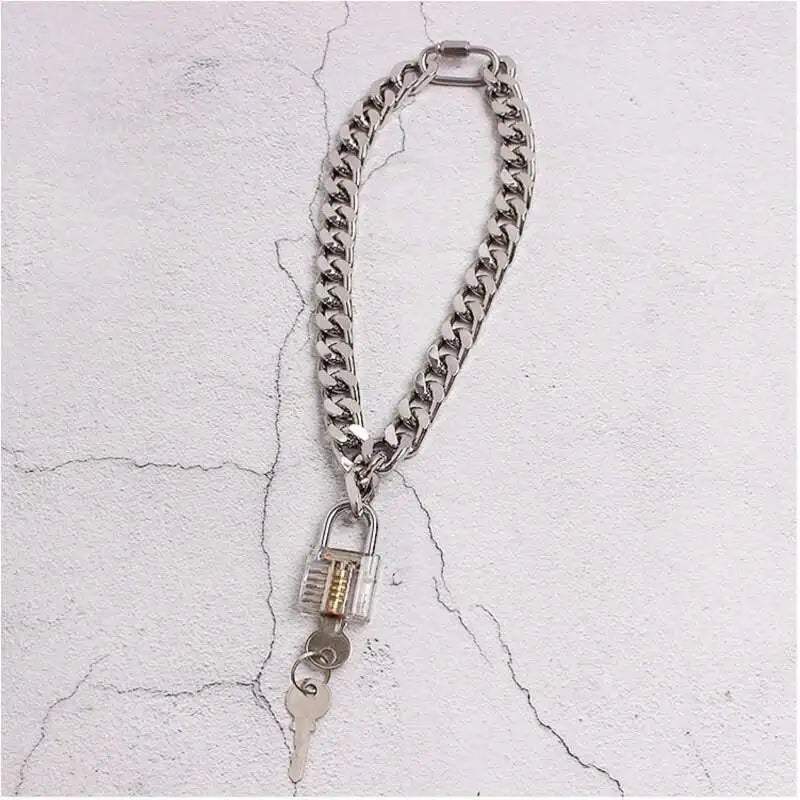 Big Chain Key Decoration Cool Buckle Metal Necklace New