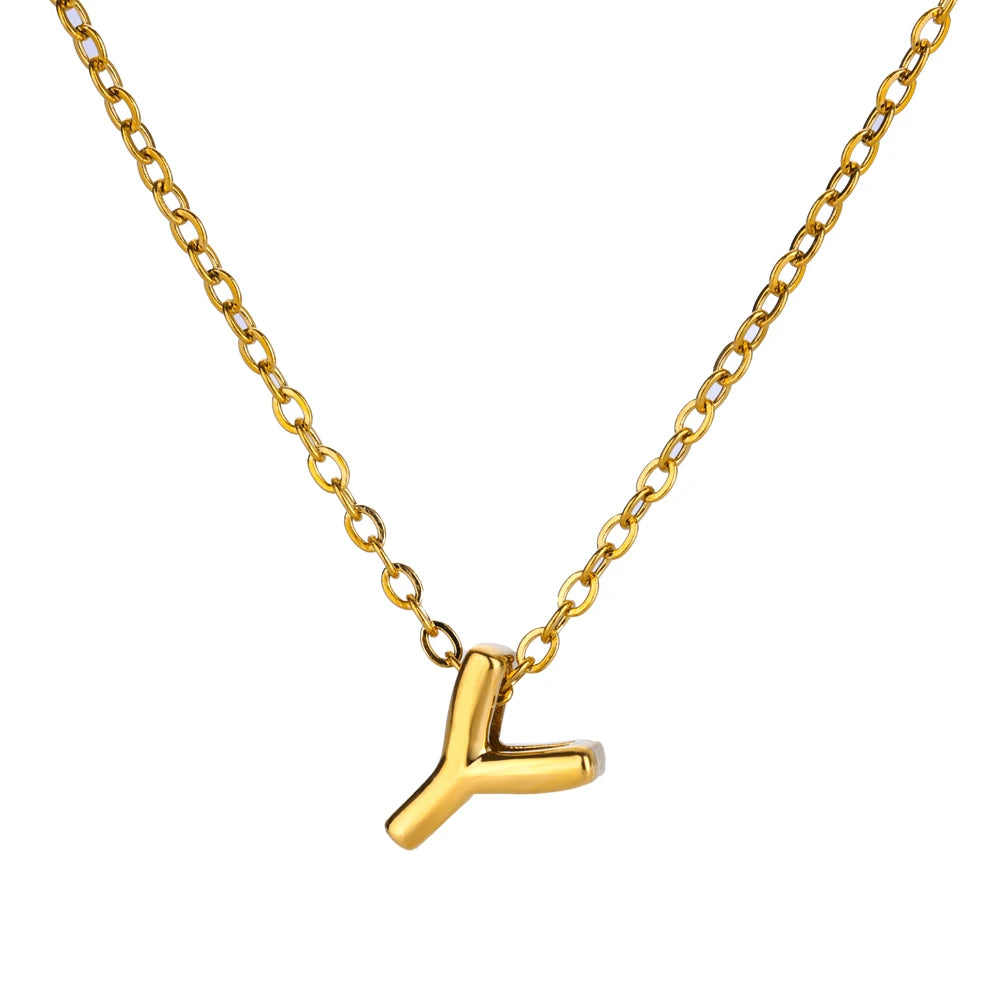 Stainless Steel Gold Color Initial Necklaces
