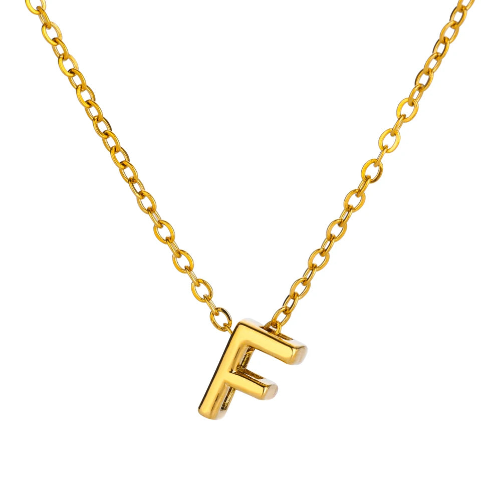 Stainless Steel Gold Color Initial Necklaces