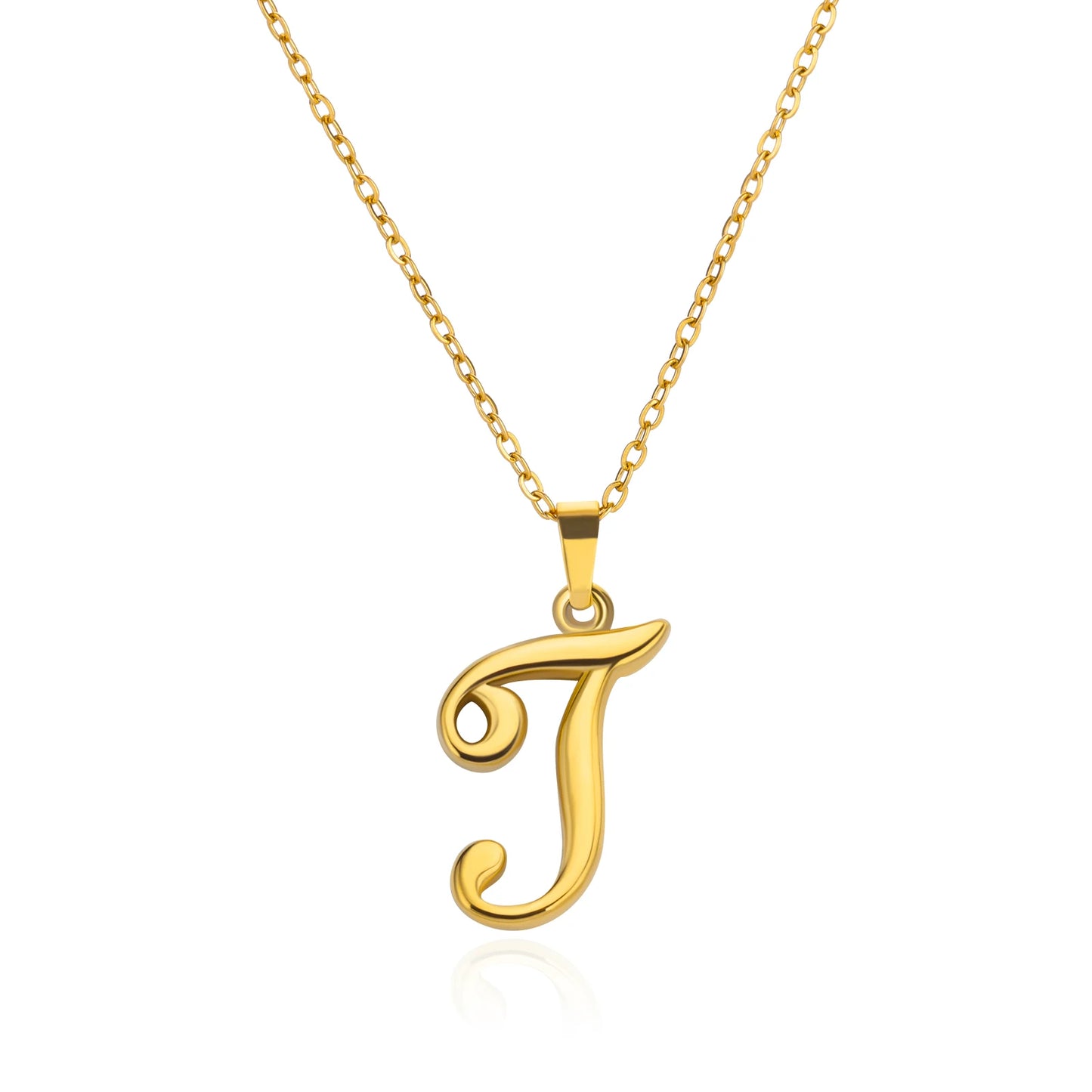 Women Stainless Steel Gold Color Initials Necklaces