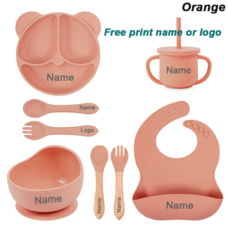 Feeding Set Silicone For Baby Sucker Bowl Dishes Plate For Kids