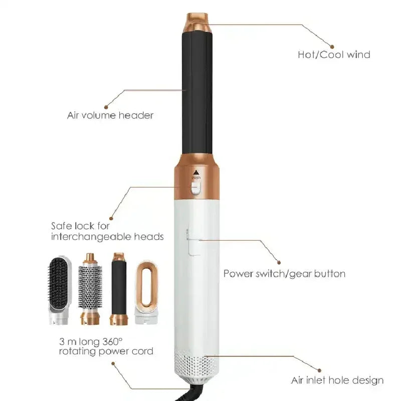 New Hair Dryer Multi Hair Styler 5 in1 Curling Iron Hair Straightener With Hair Brush