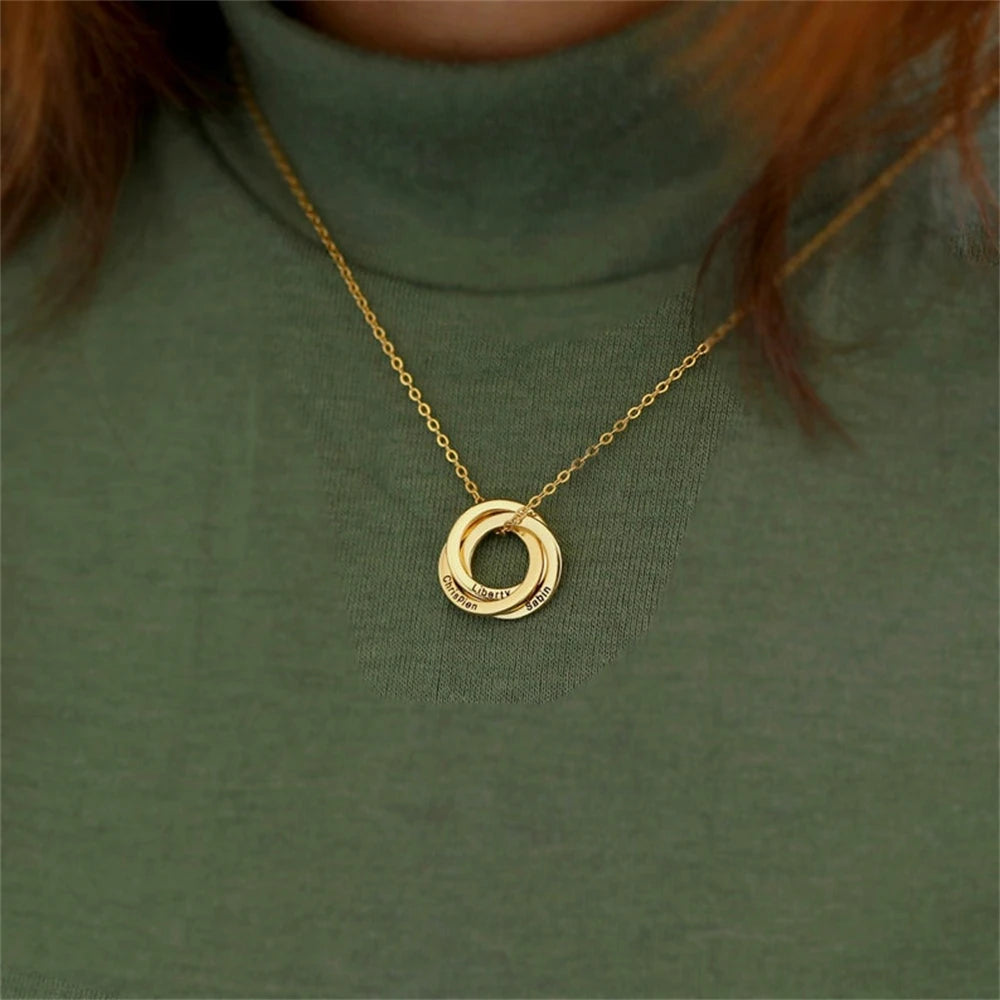 Engraved Russian Ring Interlocking Name Circle - BOGO π₯
