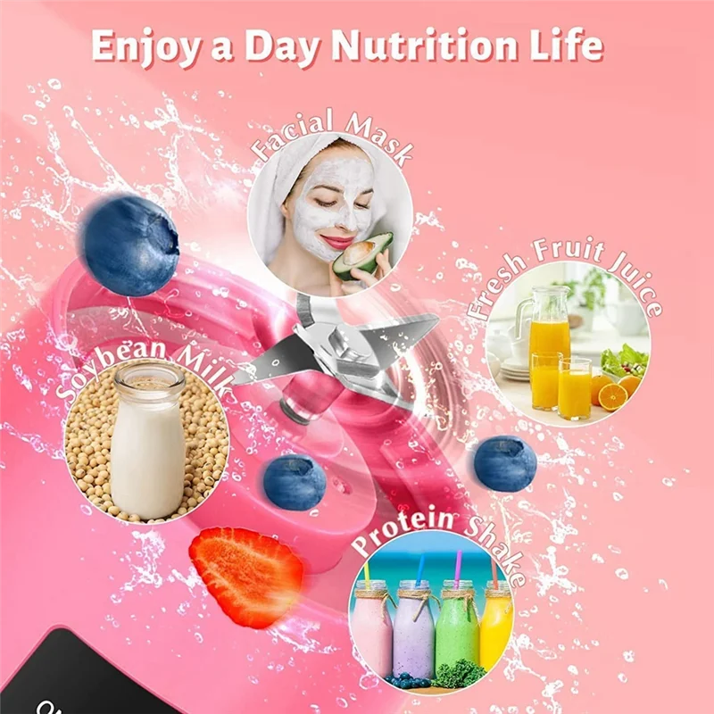 Portable and Rechargeable USB 380Ml Traveling Fruit Juicer Cup with 6 Blades