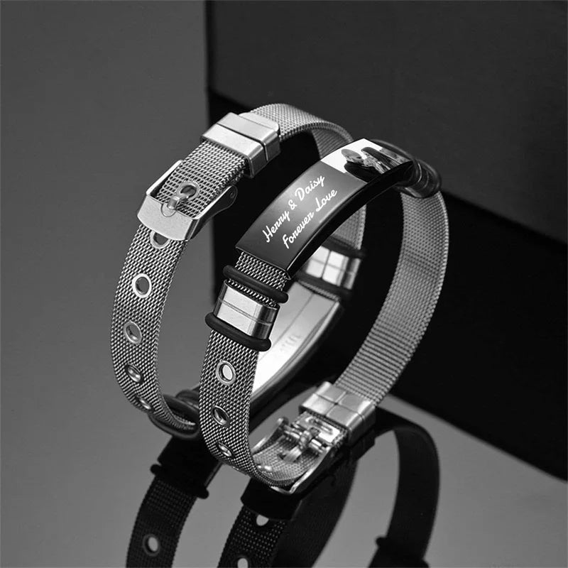 Customized Men's Bracelet with Photo Text Name Personalized Gifts