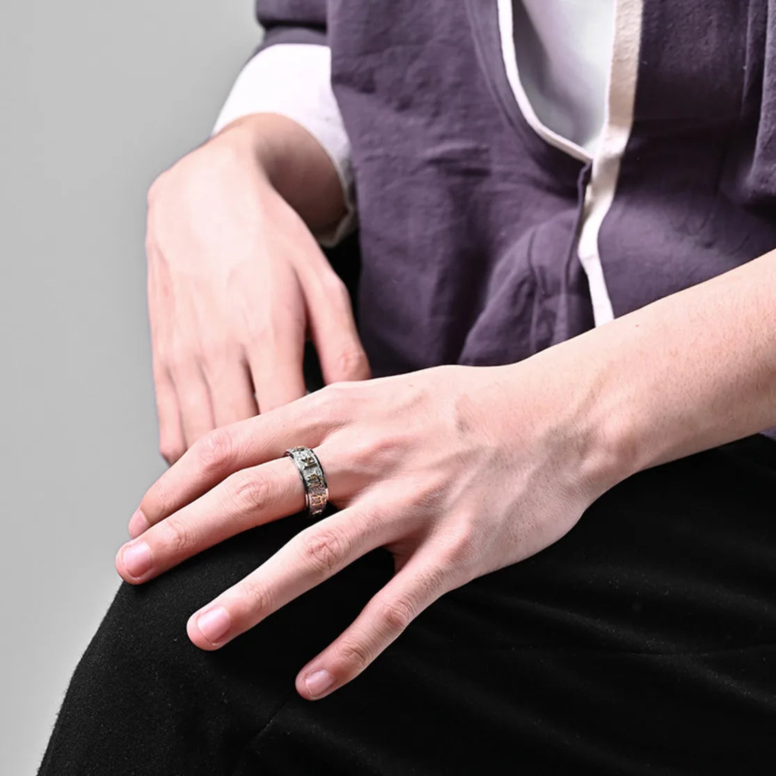 Buddha Men's Luck And Wealth Stainless steel Mantra Ring - BOGOš„