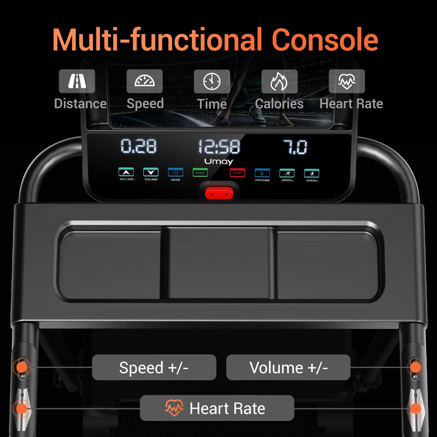 3.0HP Brushless Foldable Home Treadmill | 300LB Capacity